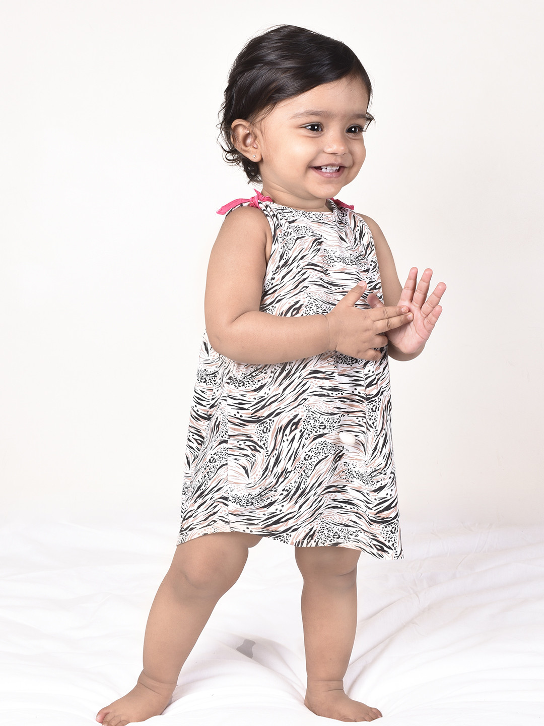 Softsens Black & White Animal Printed Dress
