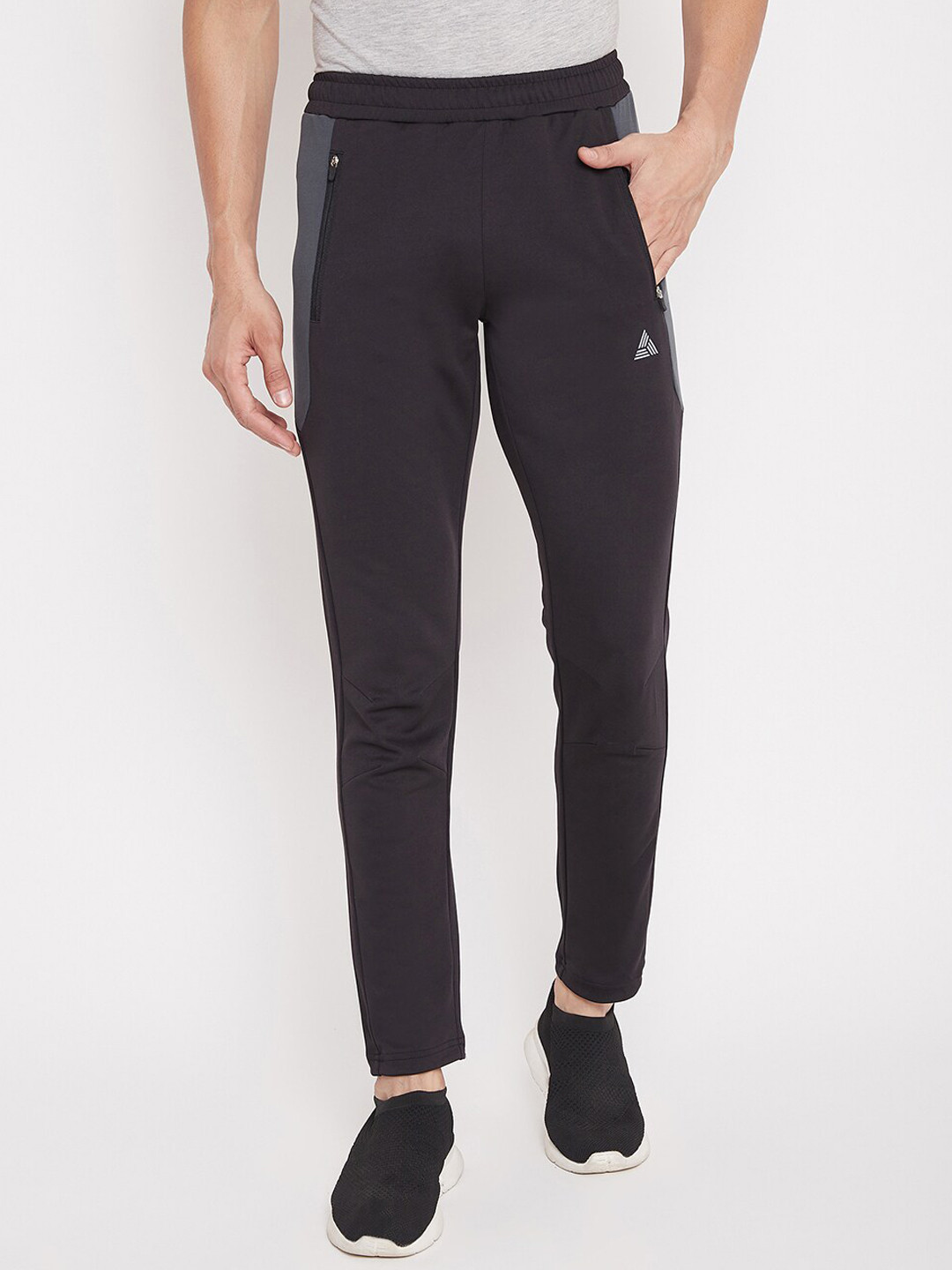 ATHLISIS Men Black Solid Slim-Fit Pure Cotton Track Pants