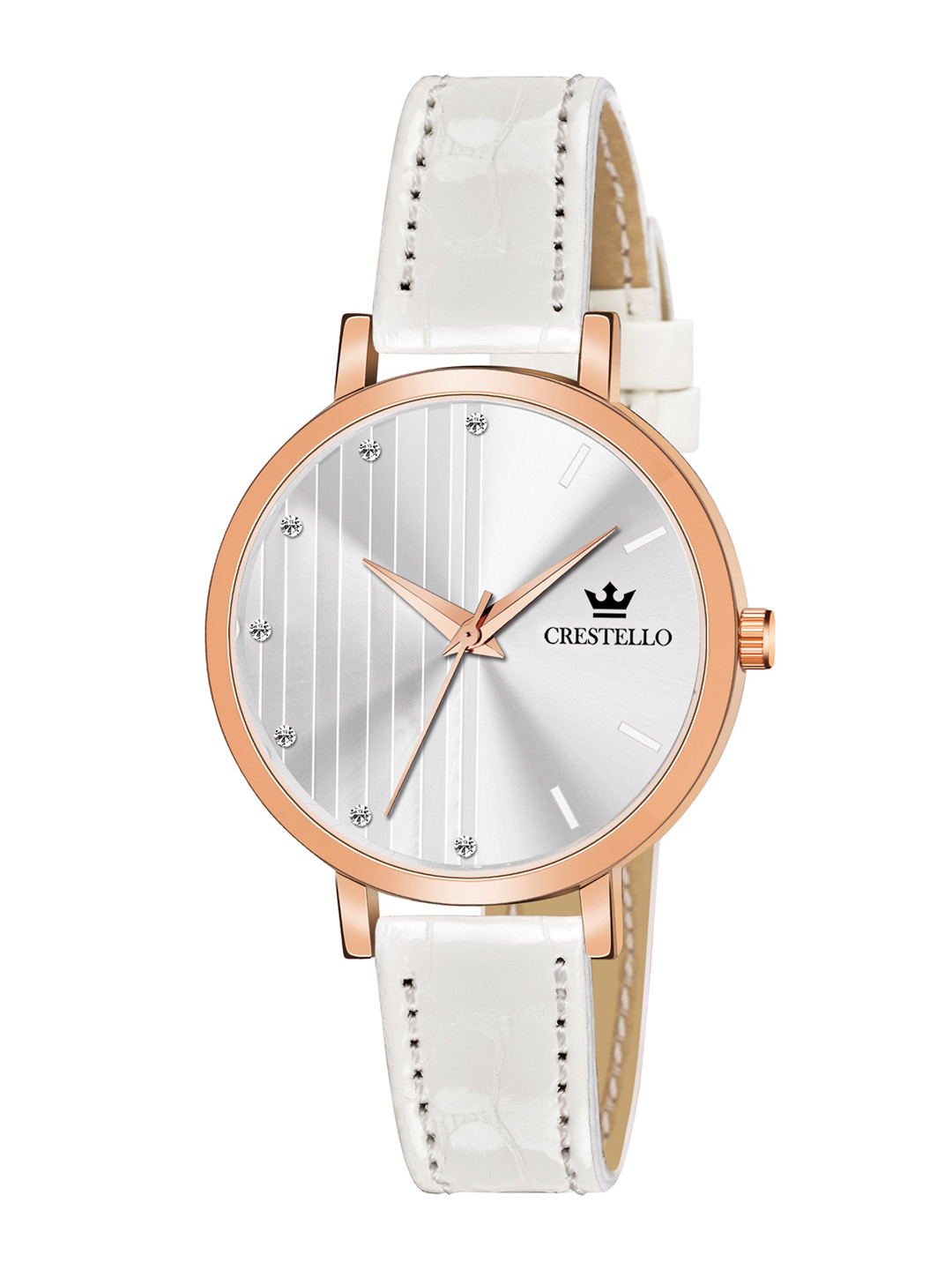 CRESTELLO Woman White Brass Dial & White Straps Analogue Watch