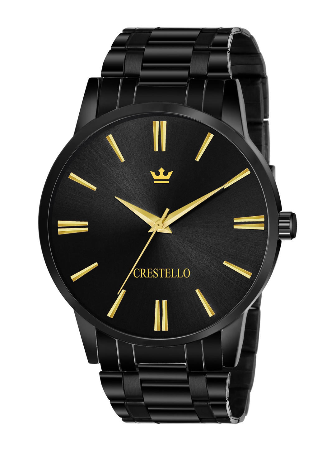 CRESTELLO Men Black Brass Dial & Black Bracelet Style Straps Analogue Watch