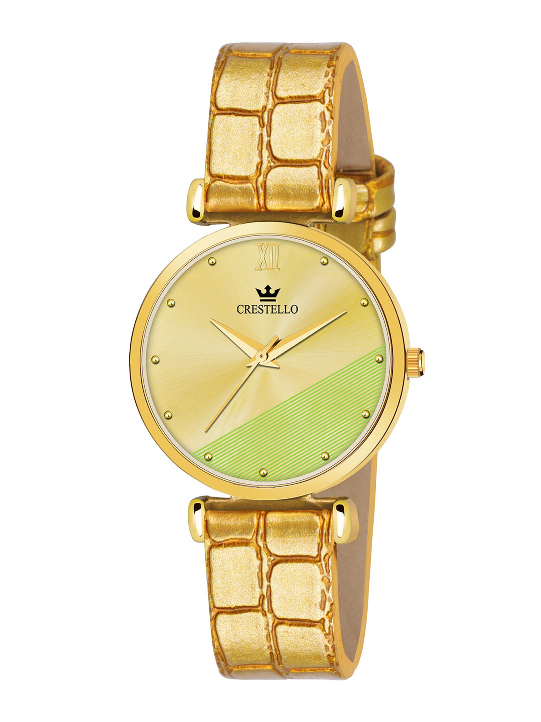 CRESTELLO Women Gold-Toned Bracelet Style Straps Analogue Watch CR-GLD108-GOLD