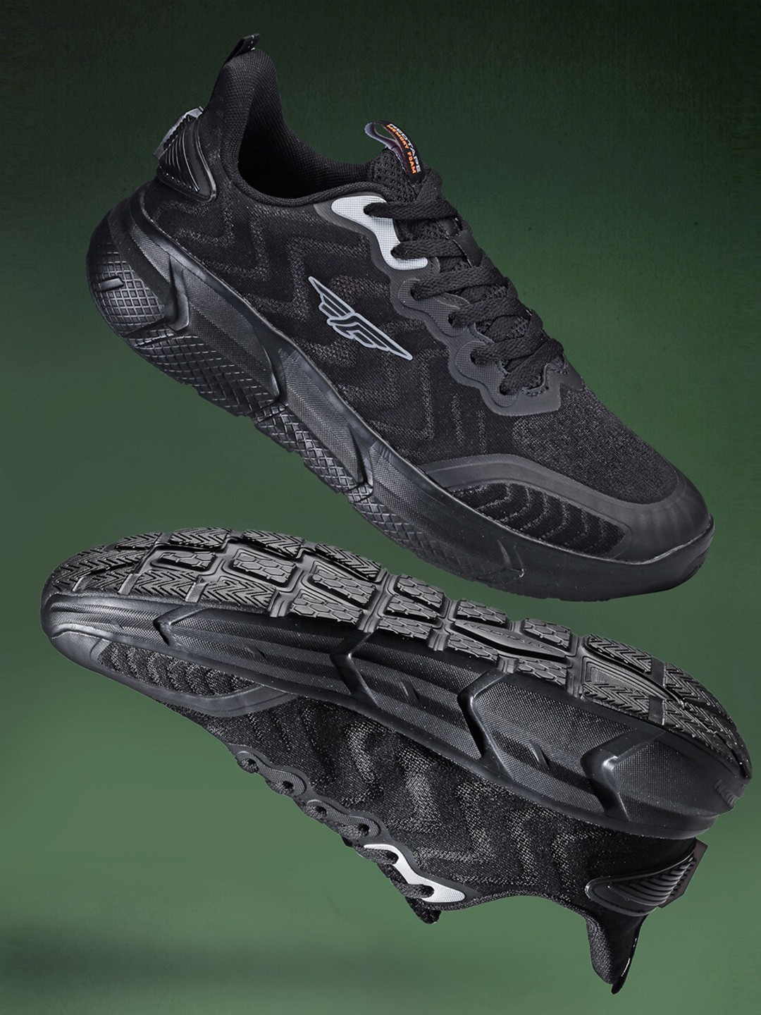 Red Tape Men Black Mesh Walking Shoes