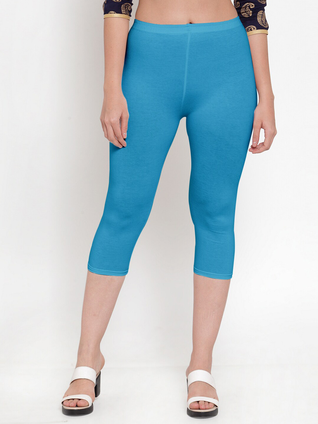 GRACIT Women Turquoise Blue Capris