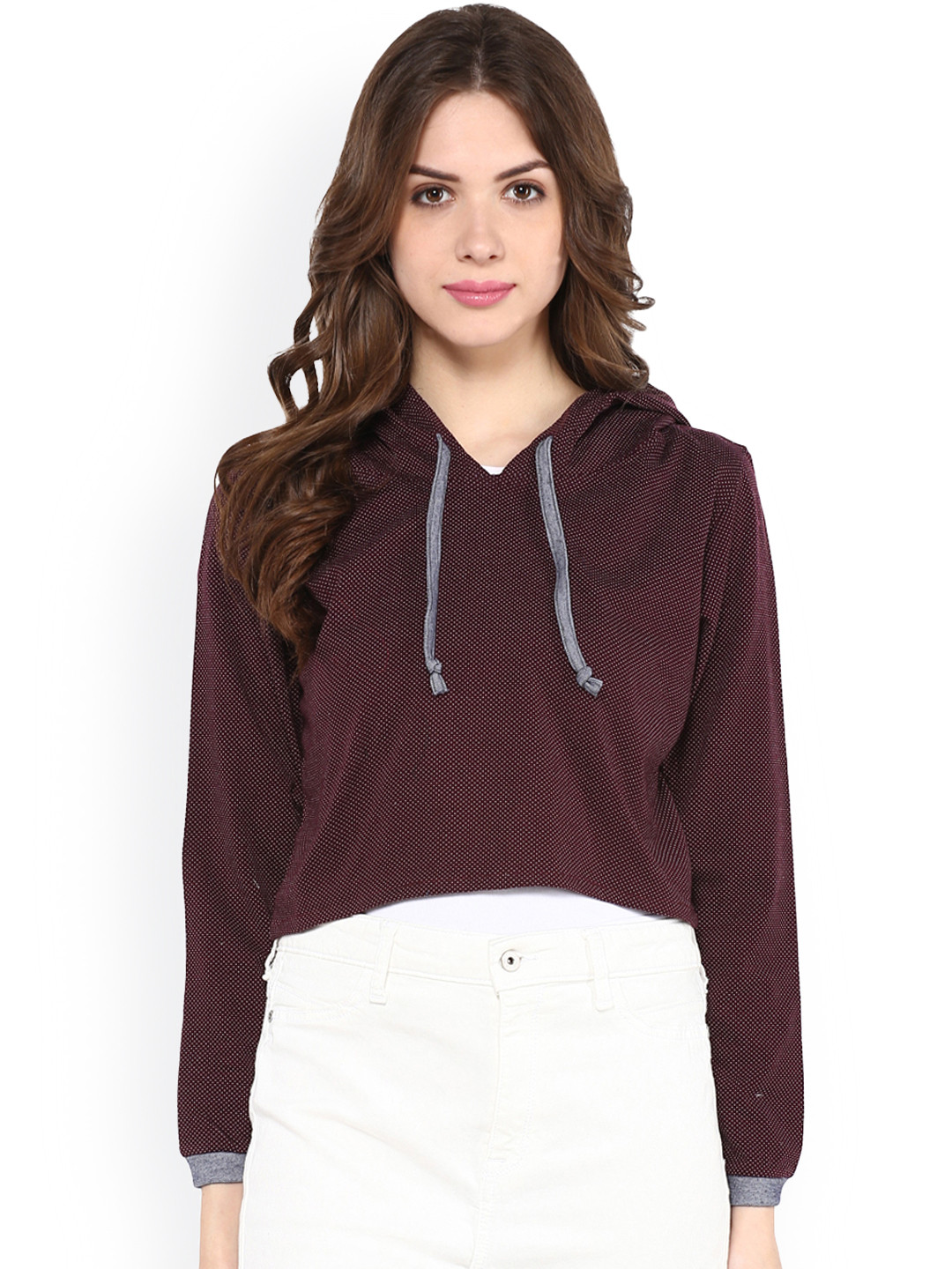 Zima Leto Burgundy Crop Sweatshirt