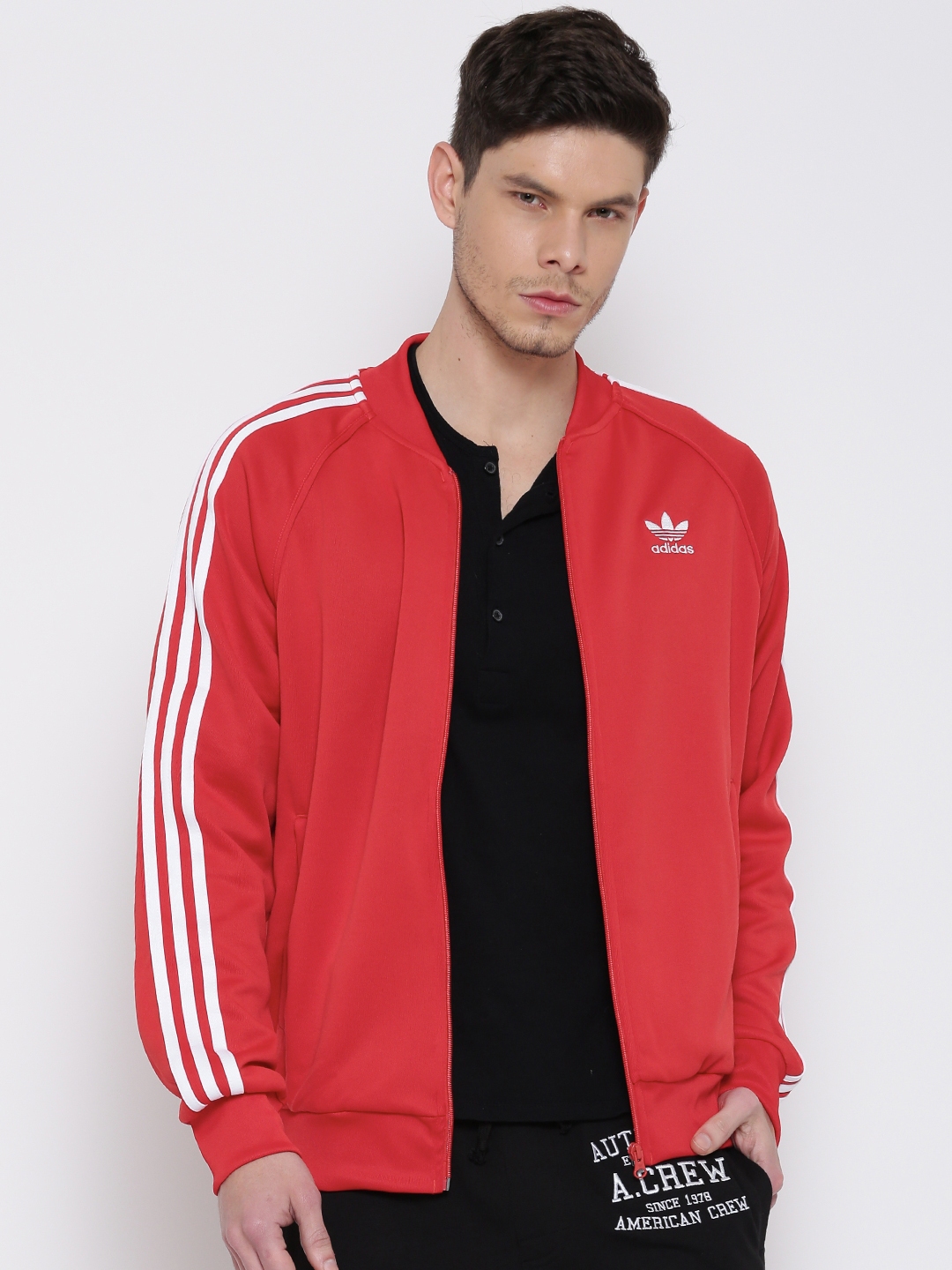 Adidas superstar store jacket red