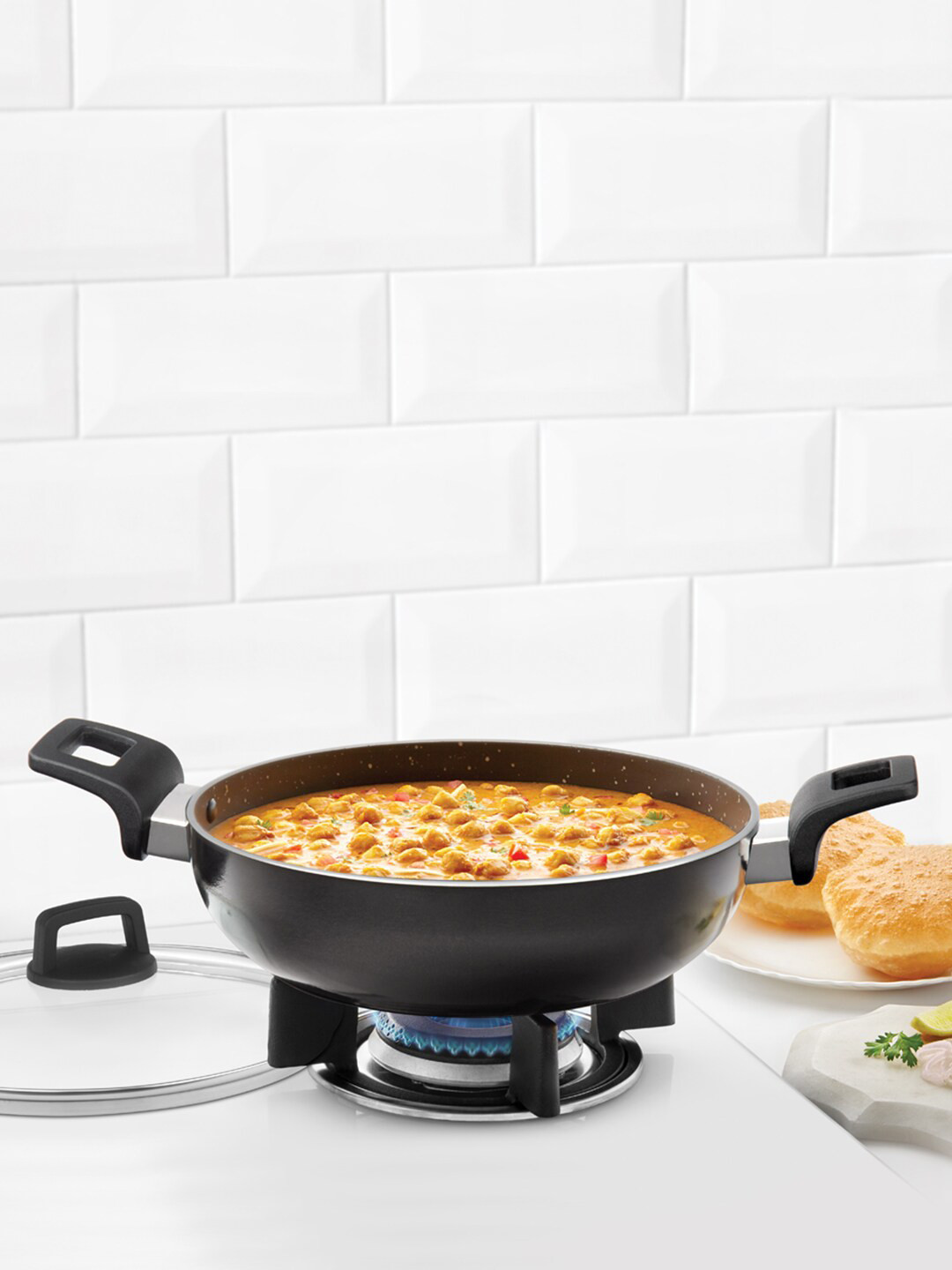 BOROSIL Black Solid Granito Non-Stick Kadhai