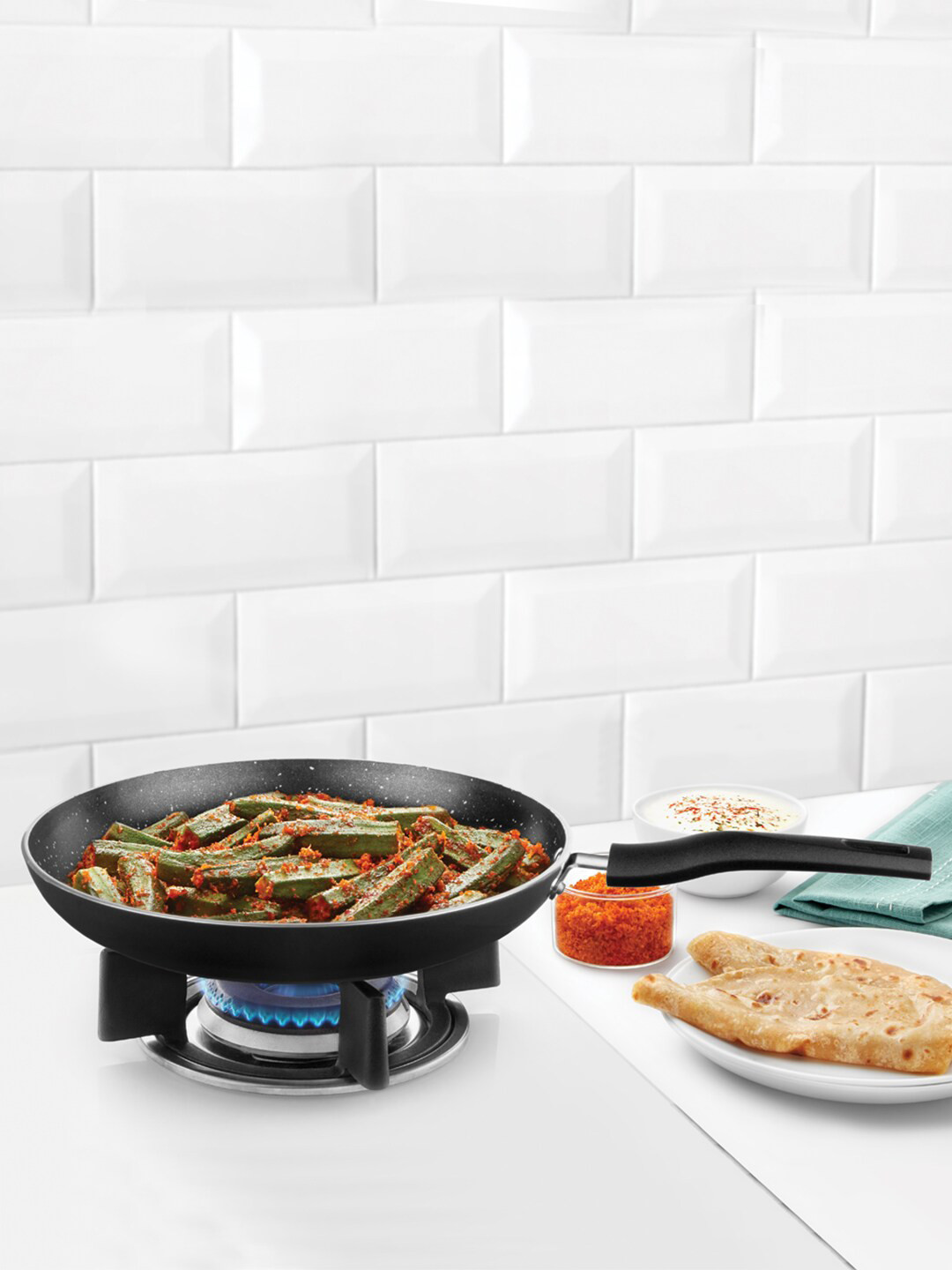 BOROSIL Black Solid Induction Friendly & Granite Finish Non-Stick Pan