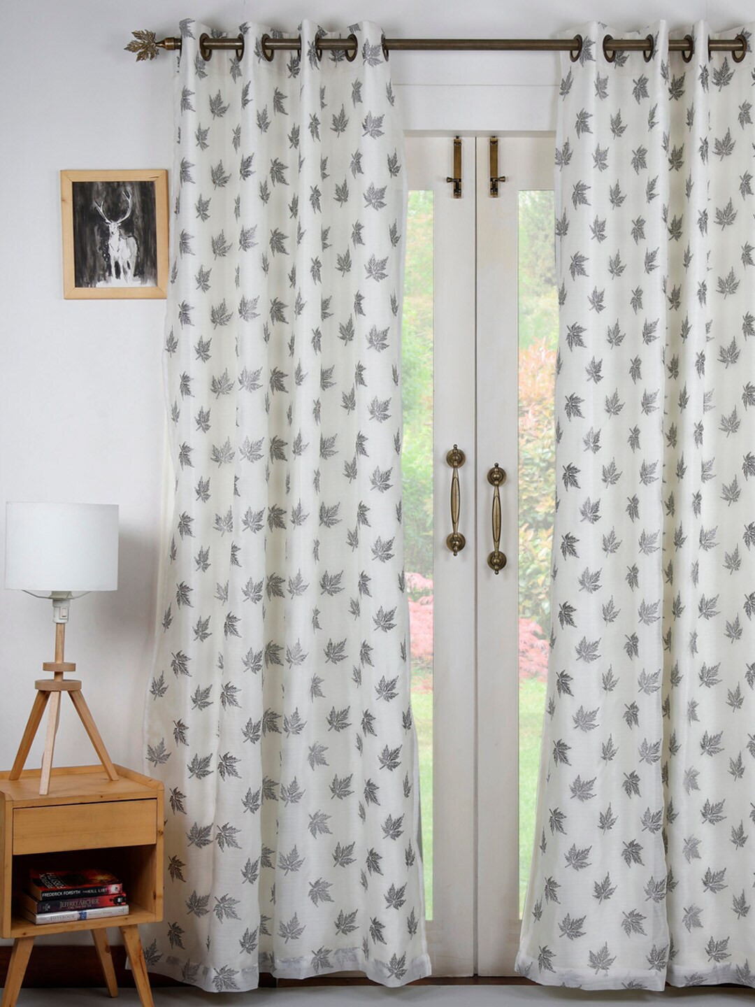 Ariana Grey & White Floral Door Curtain