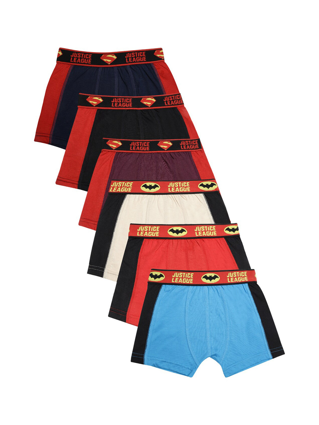 Red Rose Boys Pack Of 6 Solid Justice League Boxer Briefs JR61PO6