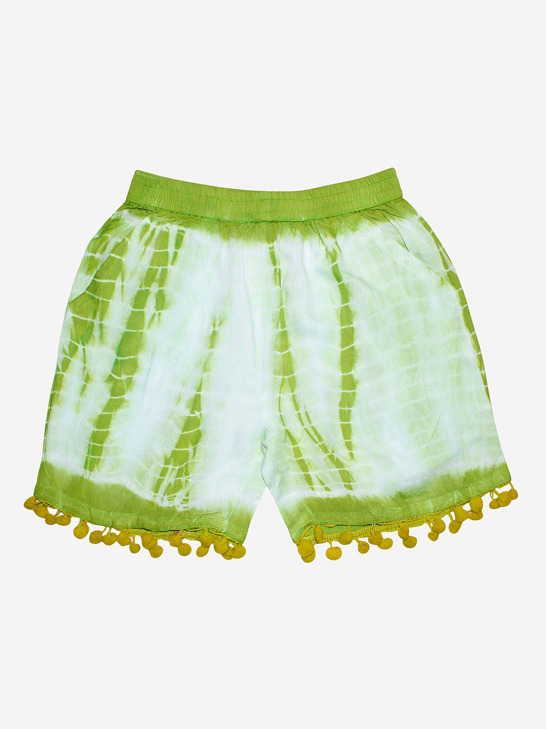KiddoPanti Girls Green Tie & Dye Shorts