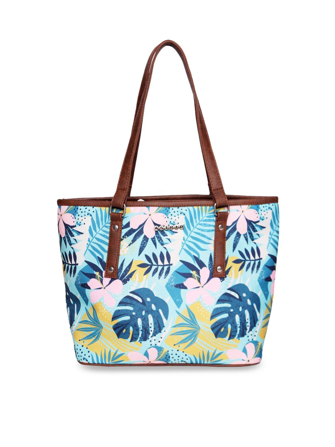 ASTRID Blue Floral Printed Shopper Shoulder Bag