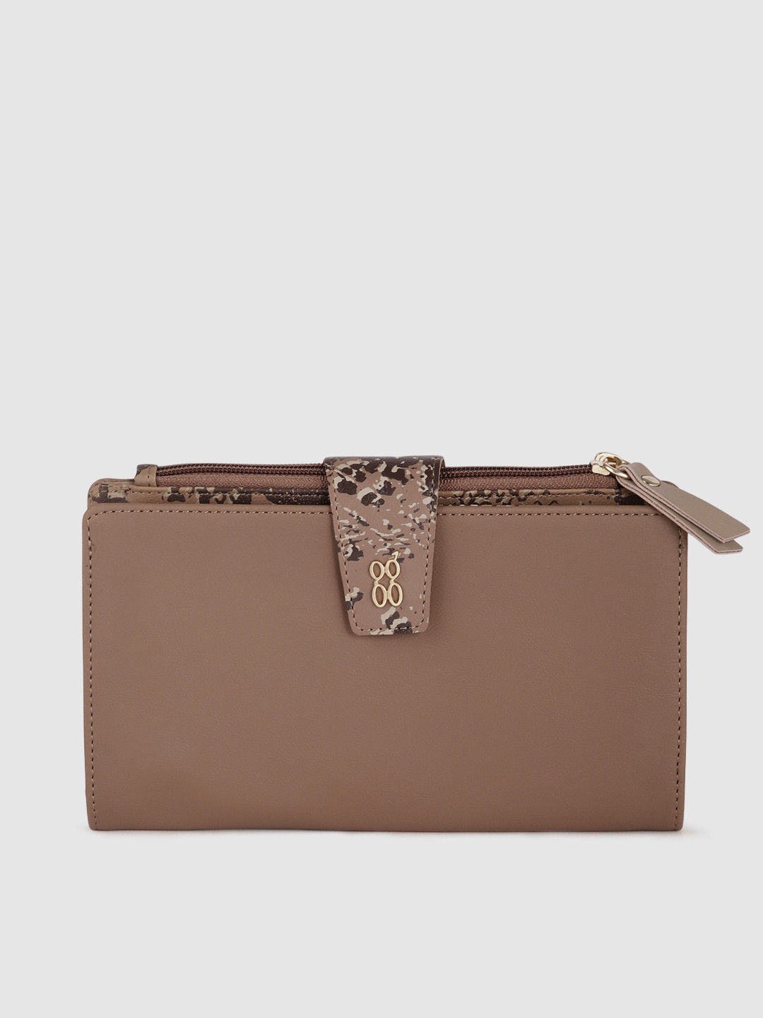 Baggit Women Brown Solid Two Fold Wallet with SIM Card Holder