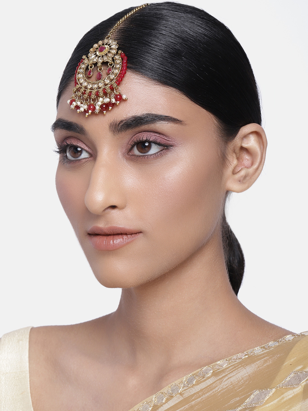 Maroon cheap maang tikka