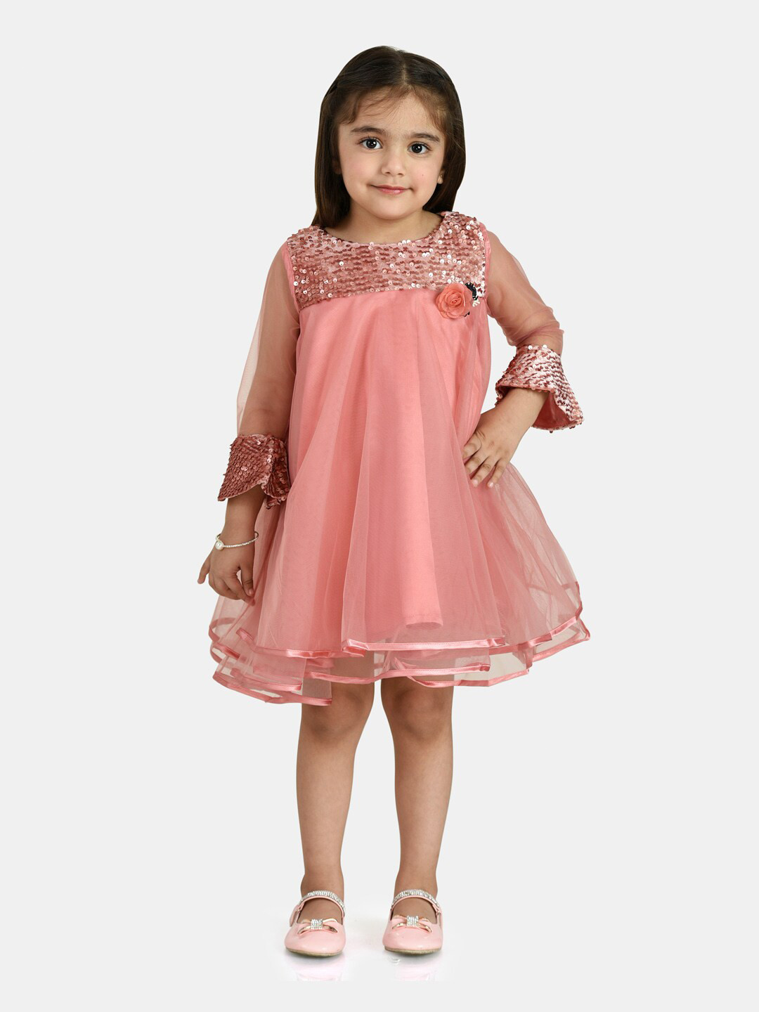 Peppermint Girls Rust Embellished A-Line Dress