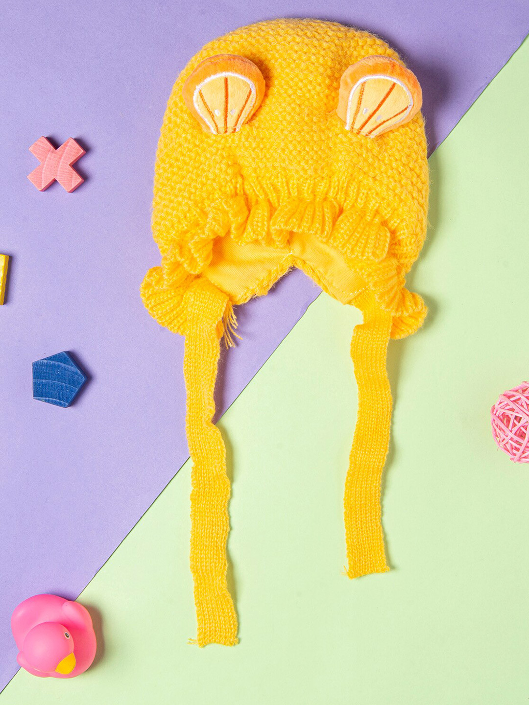 Baby Moo Kids Yellow Woollen Beanie