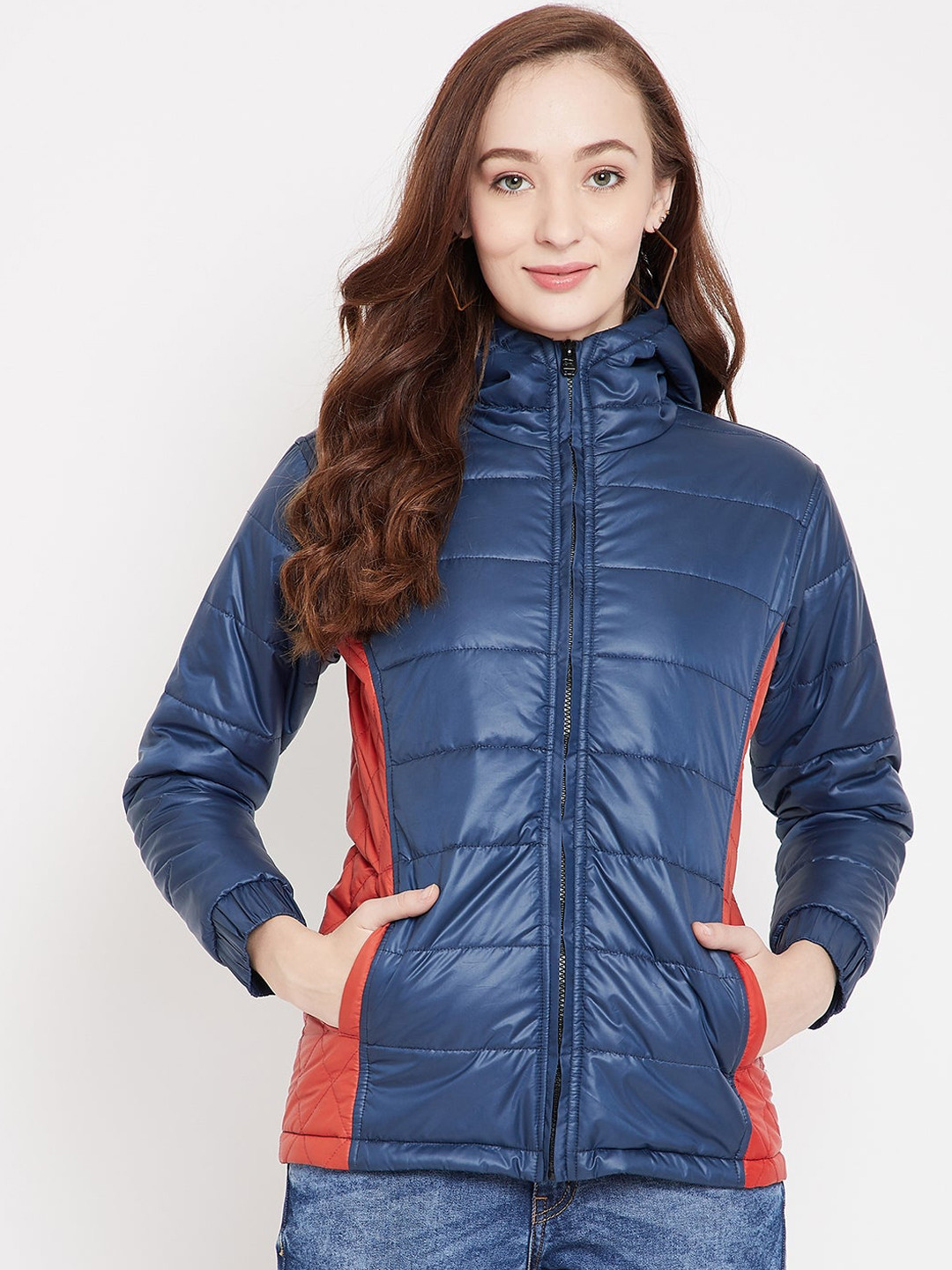 JUMP USA Women Orange Colourblocked Puffer Jacket