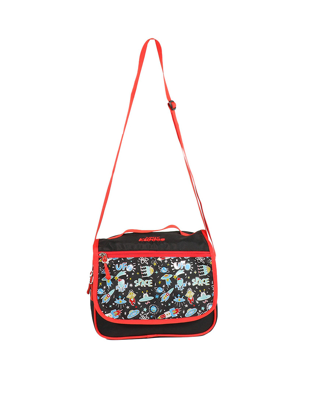 Smily Kiddos Unisex Kids Black & Red Printed Messenger Bag