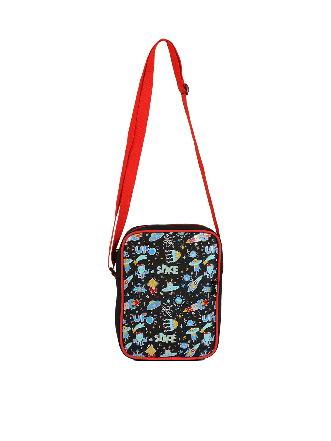 Smily Kiddos Unisex Kids Black & Red Printed Messenger Bag