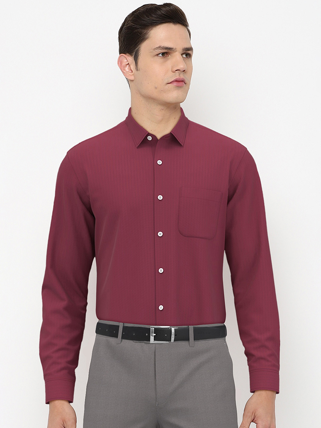 Peter England Men Maroon Formal Shirt