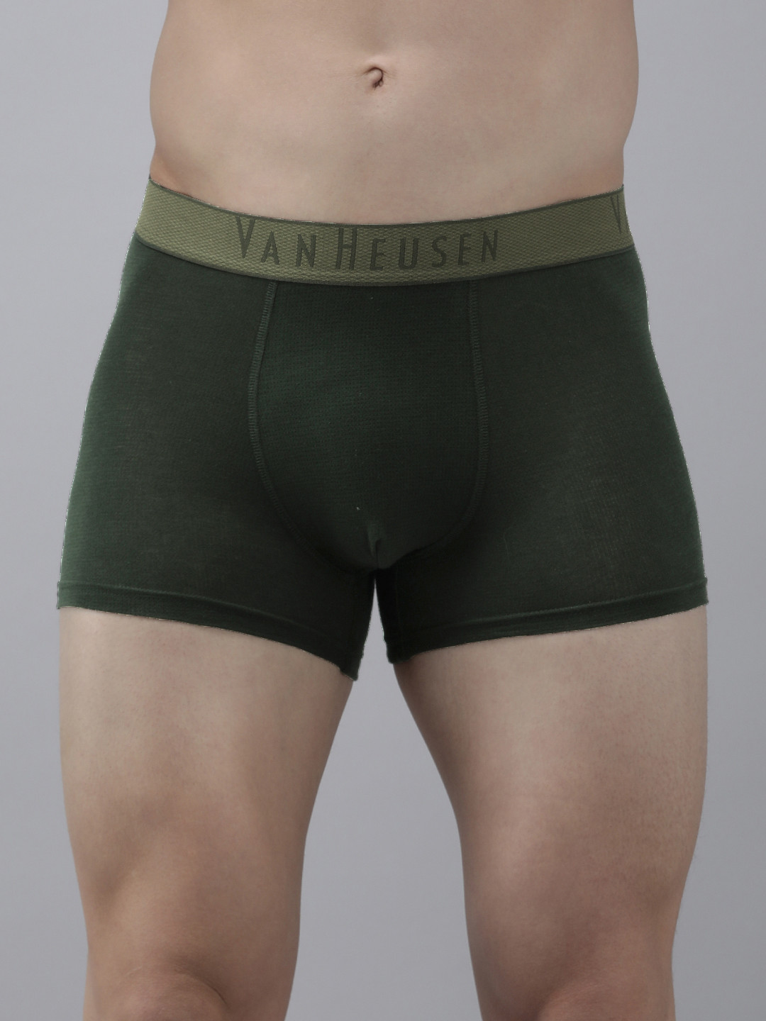 Van Heusen Innerwear Men Olive Forest Solid Colour Fresh Mesh Stretch AIR Series Trunk 8905325599302