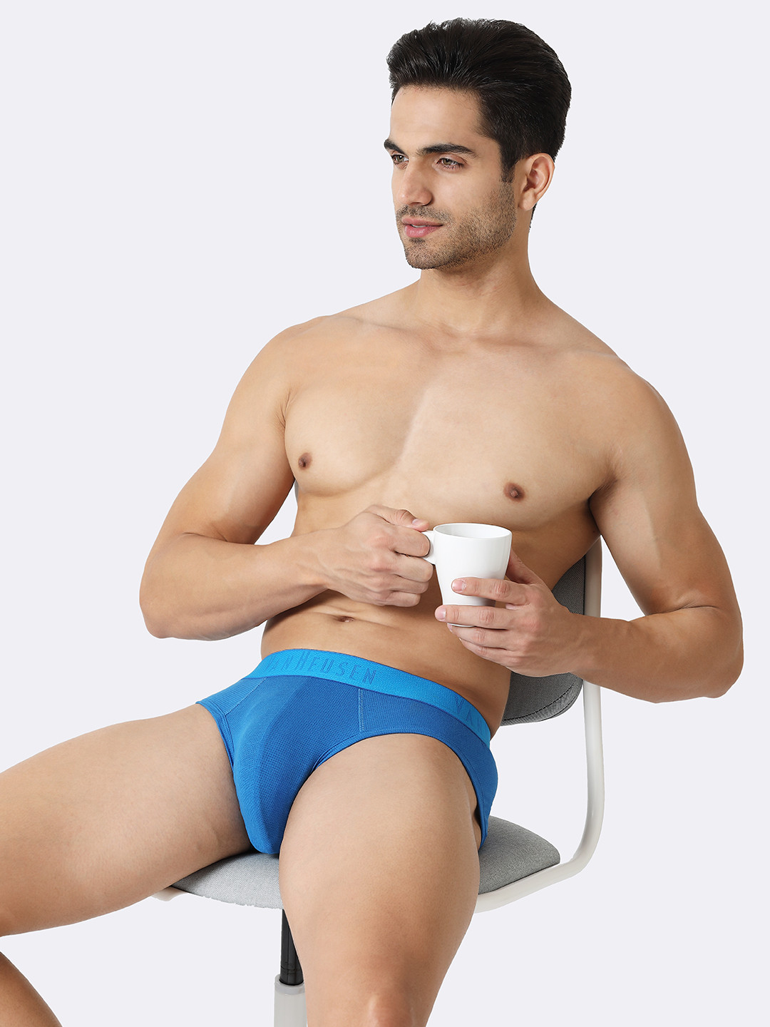Van Heusen Innerwear Men Bright Blue Solid Colour Fresh Mesh Stretch AIR Series Brief