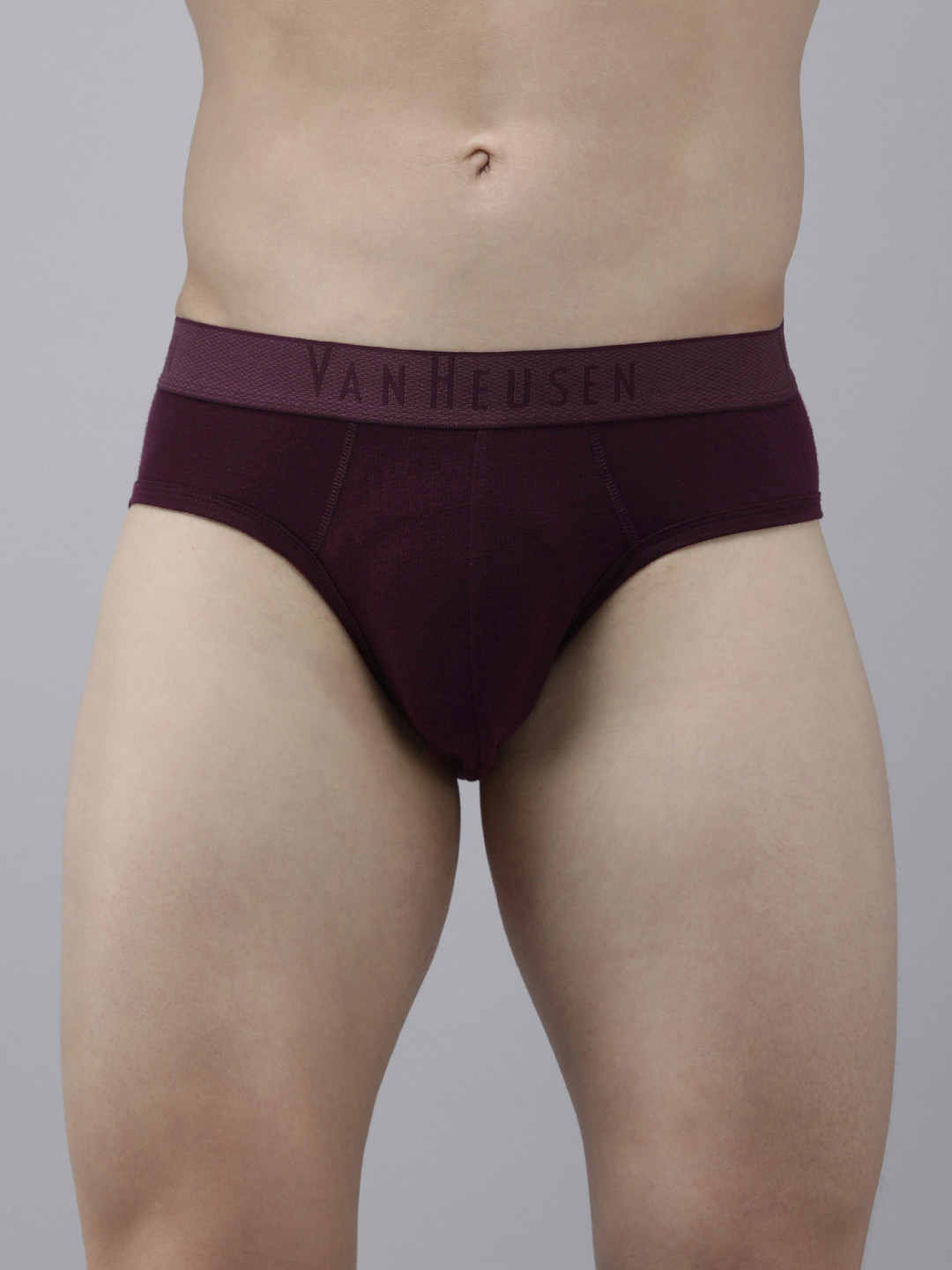 Van Heusen Innerwear Men Deep Wine Solid Colour Fresh Mesh Stretch AIR Series Brief