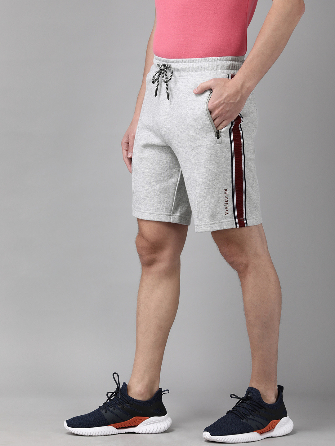 Van Heusen Innerwear Athleisure Men Solid Breathable Zipper Pocket Knit Shorts