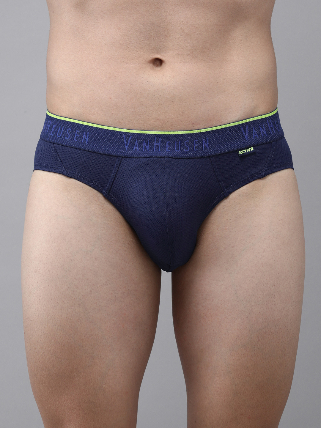 Van Heusen Innerwear Men Medieval Blue Solid Swift Dry 4 Way Stretch AIR Series Active Brief