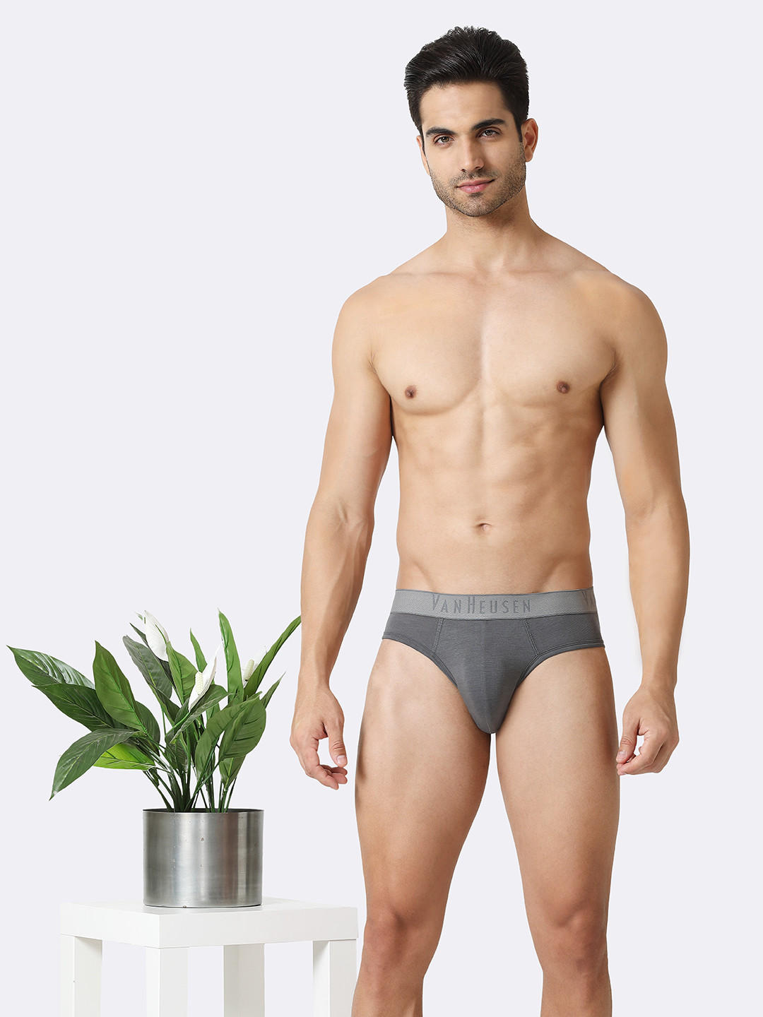 Van Heusen Innerwear Men Silver Grey Solid Colour Fresh Mesh Stretch AIR Series Brief 8905325597025