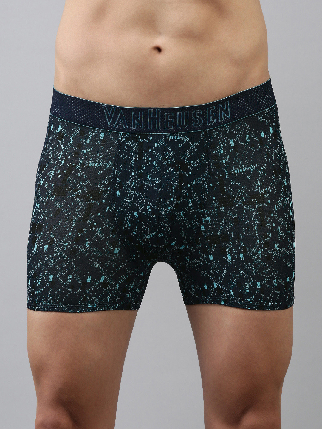 Van Heusen Innerwear Men Blue Allover Print Swift Dry 4 Way Stretch AIR Series Active Trunk