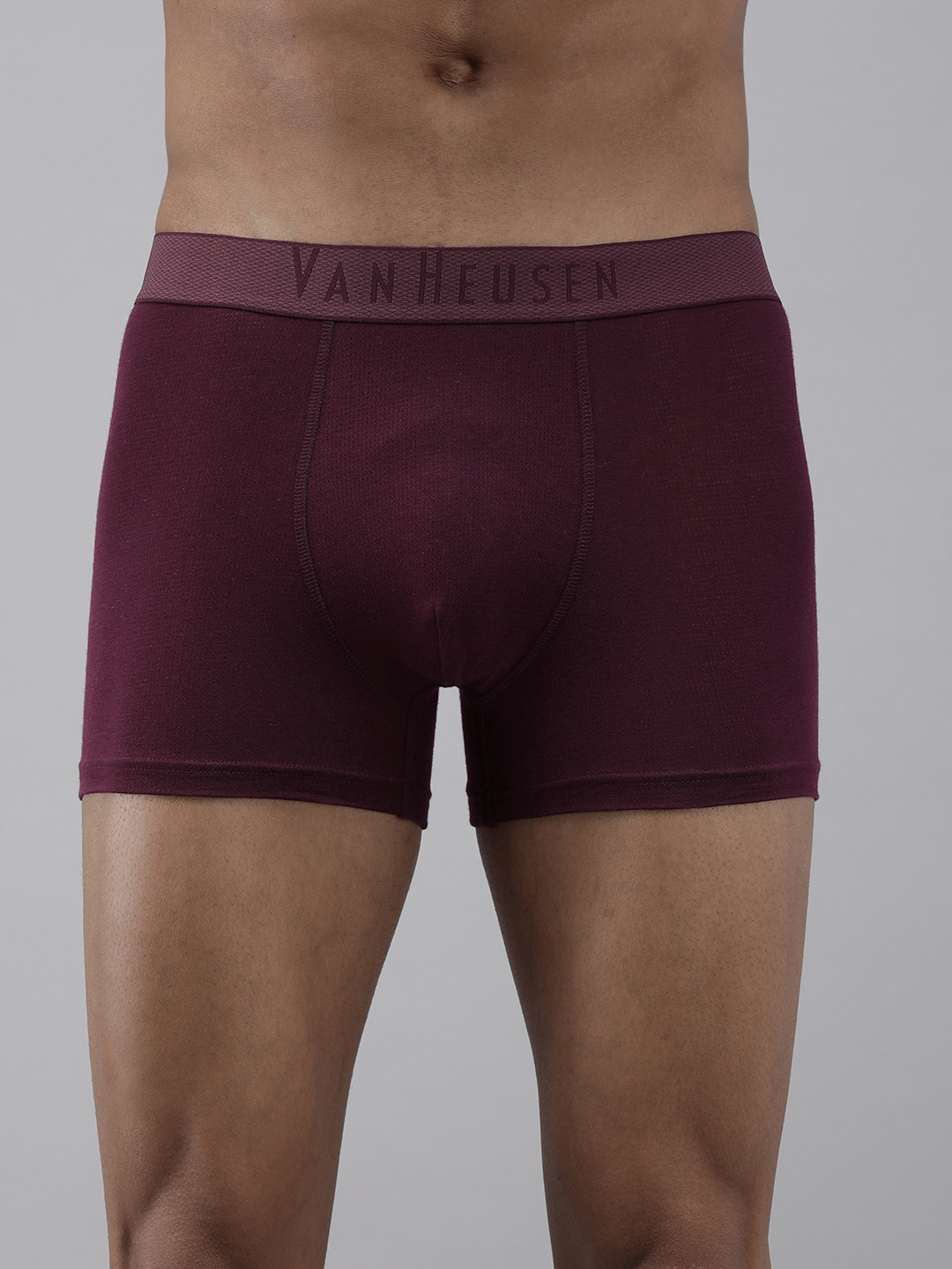 Van Heusen Innerwear Men Deep Wine Solid Colour Fresh Mesh Stretch AIR Series Trunk