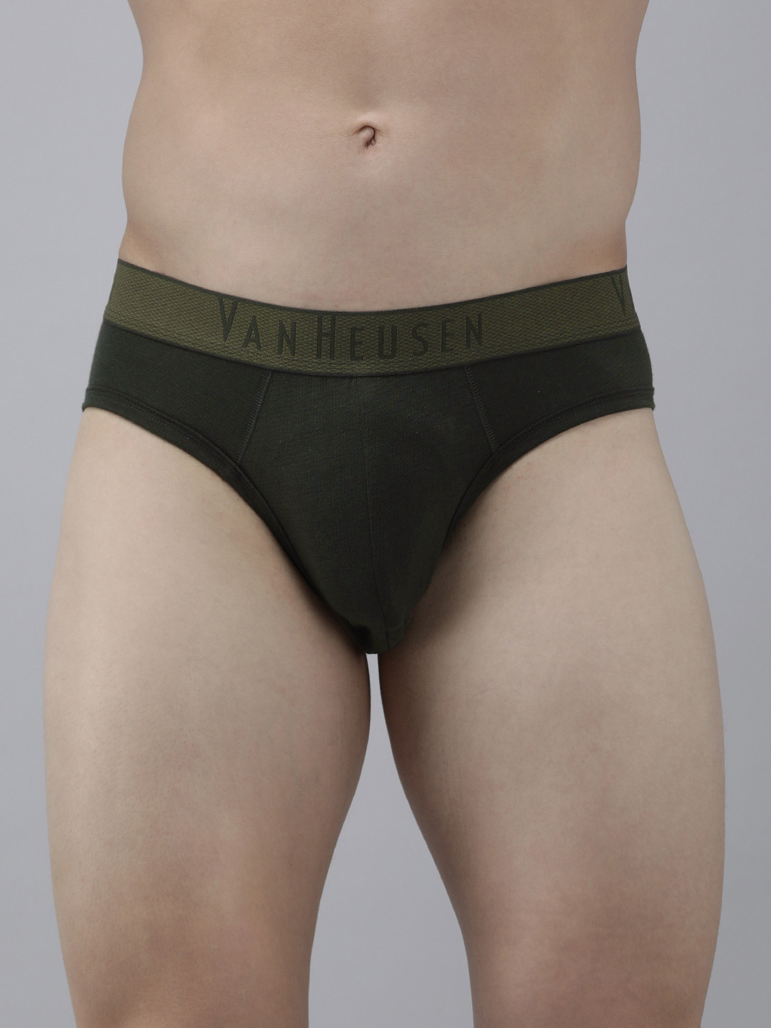 Van Heusen Innerwear Men Olive Forest Solid Colour Fresh Mesh Stretch AIR Series Brief