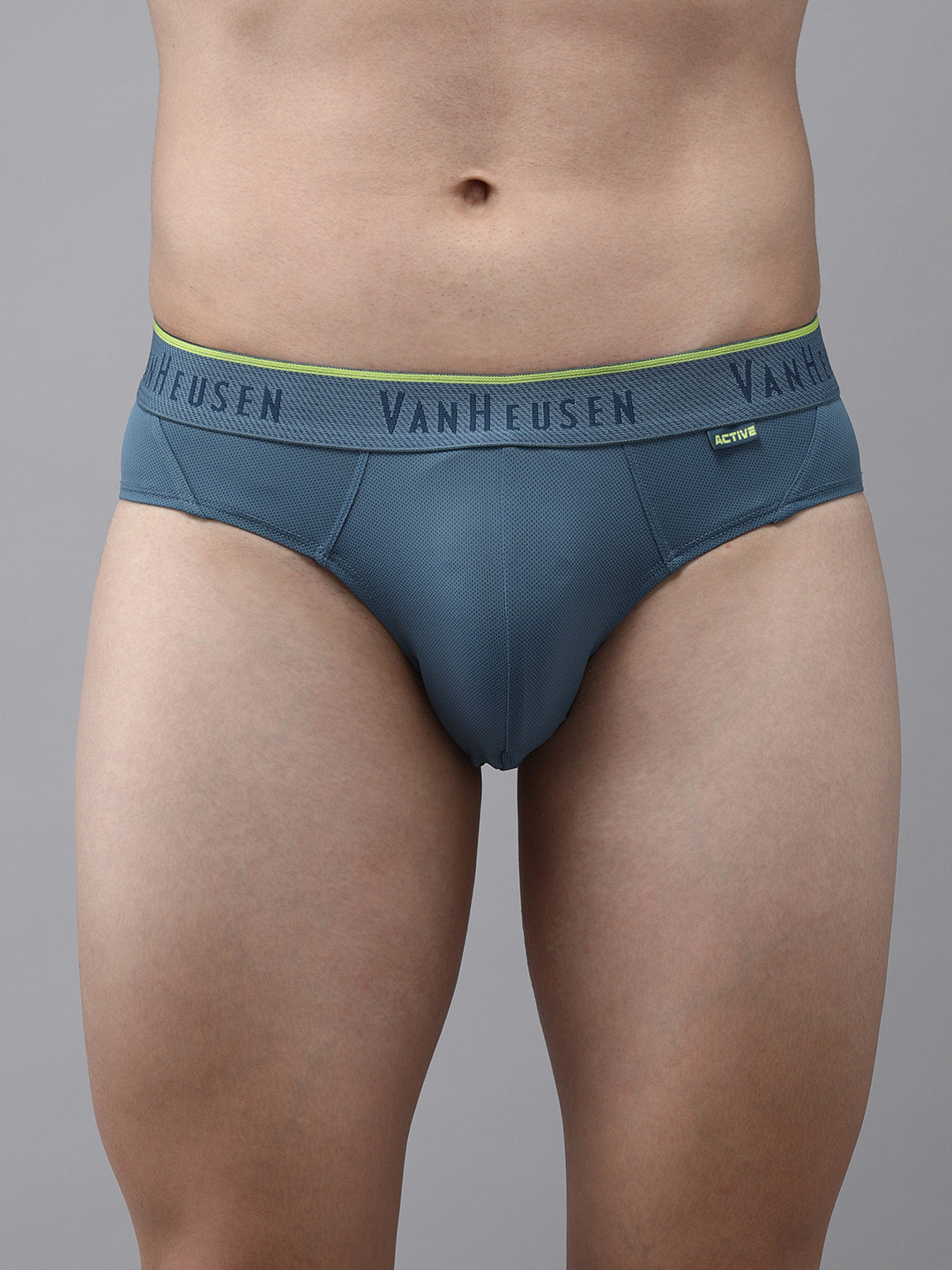 Van Heusen Innerwear Men Blue Grey Solid Swift Dry 4 Way Stretch AIR Series Active Brief