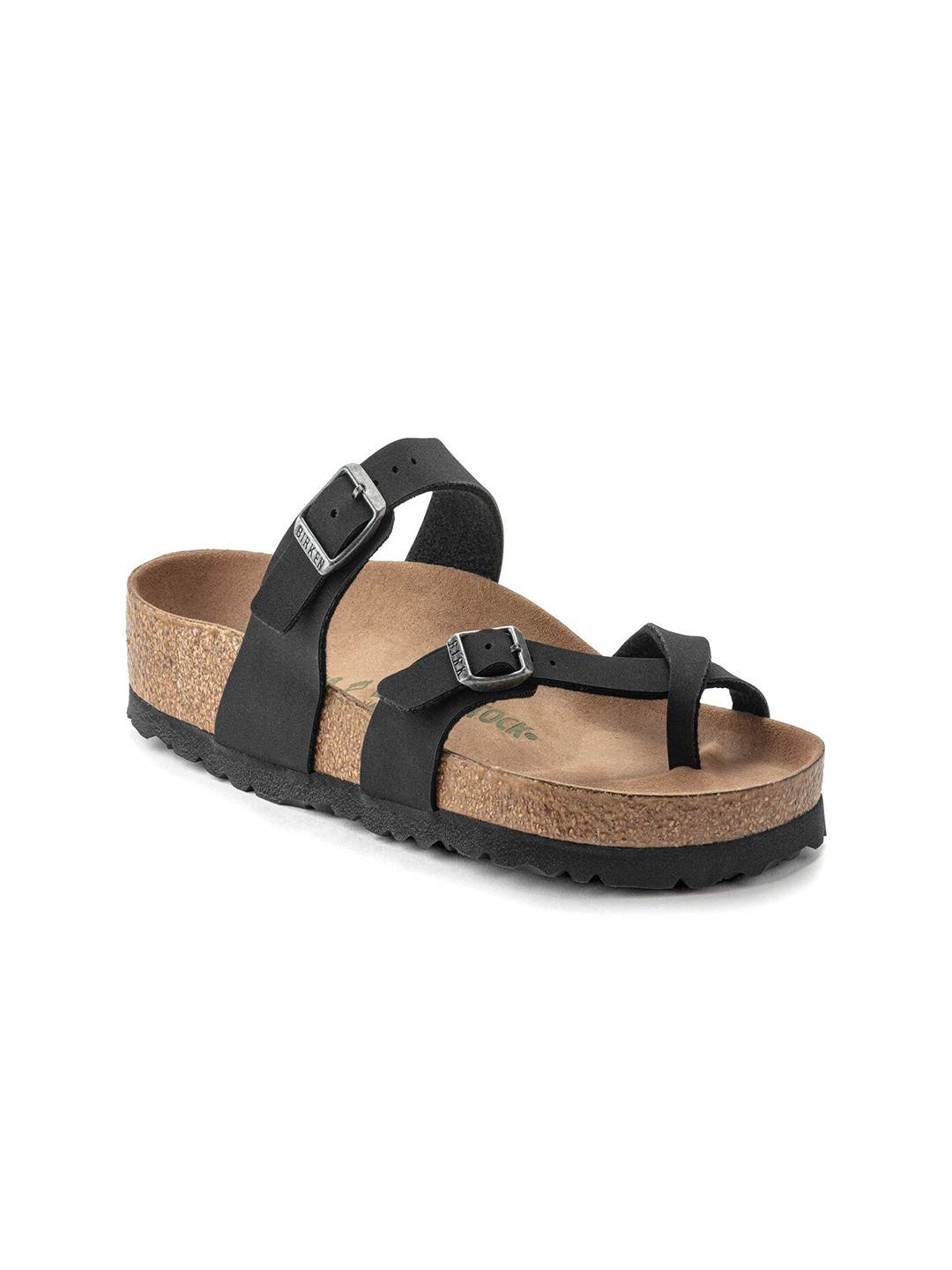 Birkenstock Mayari Vegan Black Regular Width Birko-Flor Nubuck Thong Sandals
