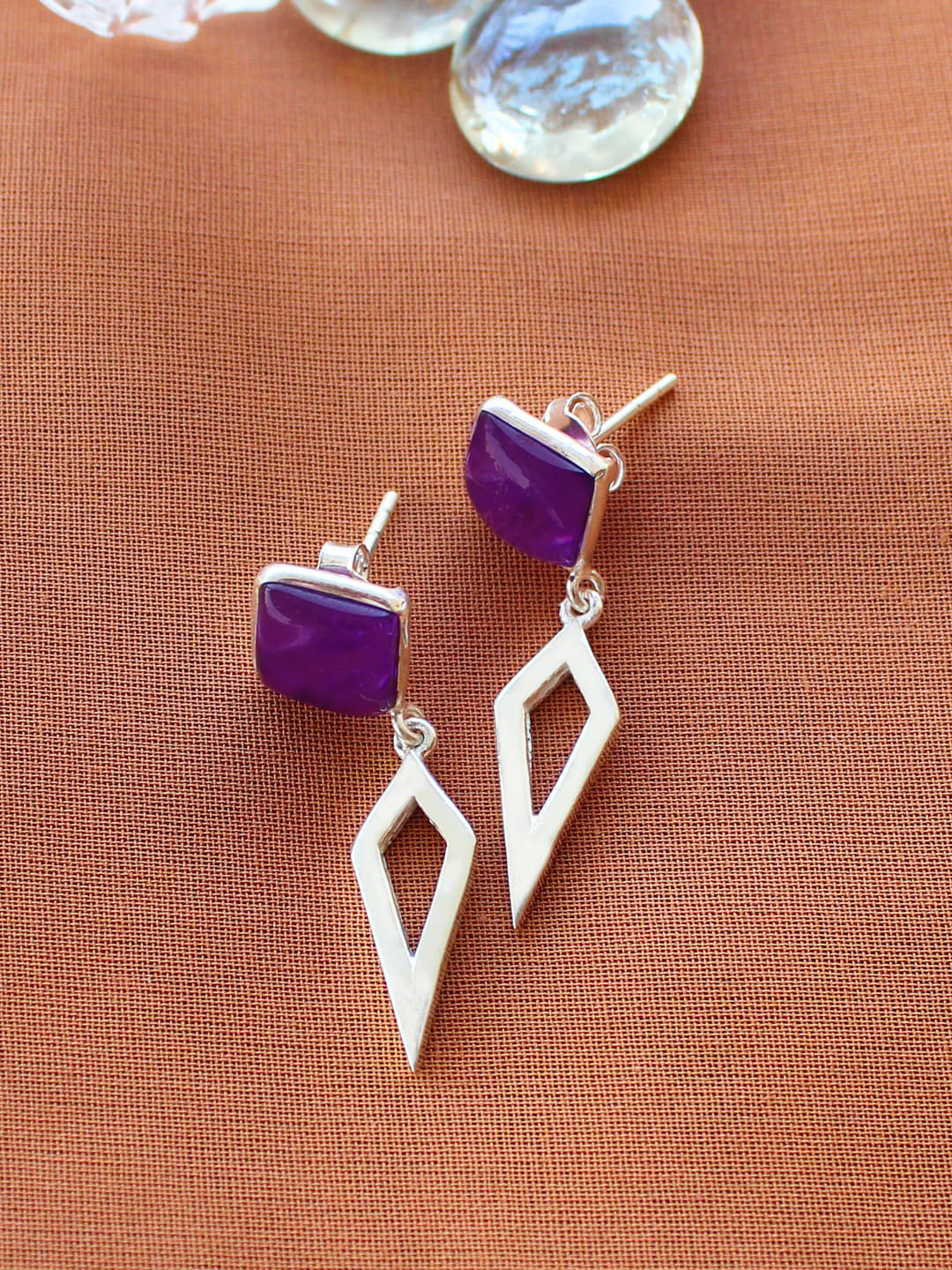 ERILINE JEWELRY 925 Sterling Silver with Amethyst Drop Earrings