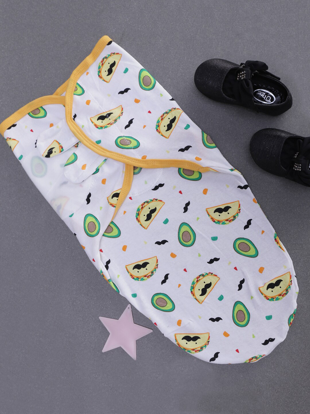 POKORY Kids Green & White Organic Cotton Adjustable Comfort Sleep Swaddle Wraps