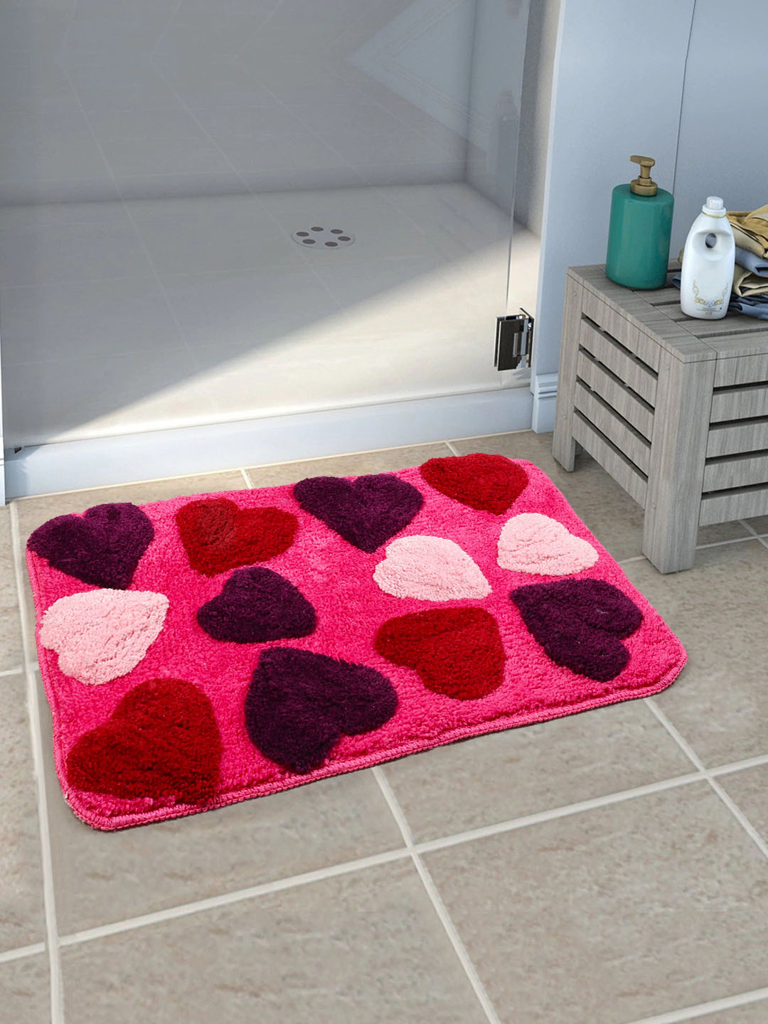 Saral Home Pink Woven Rectangular Bath Rug