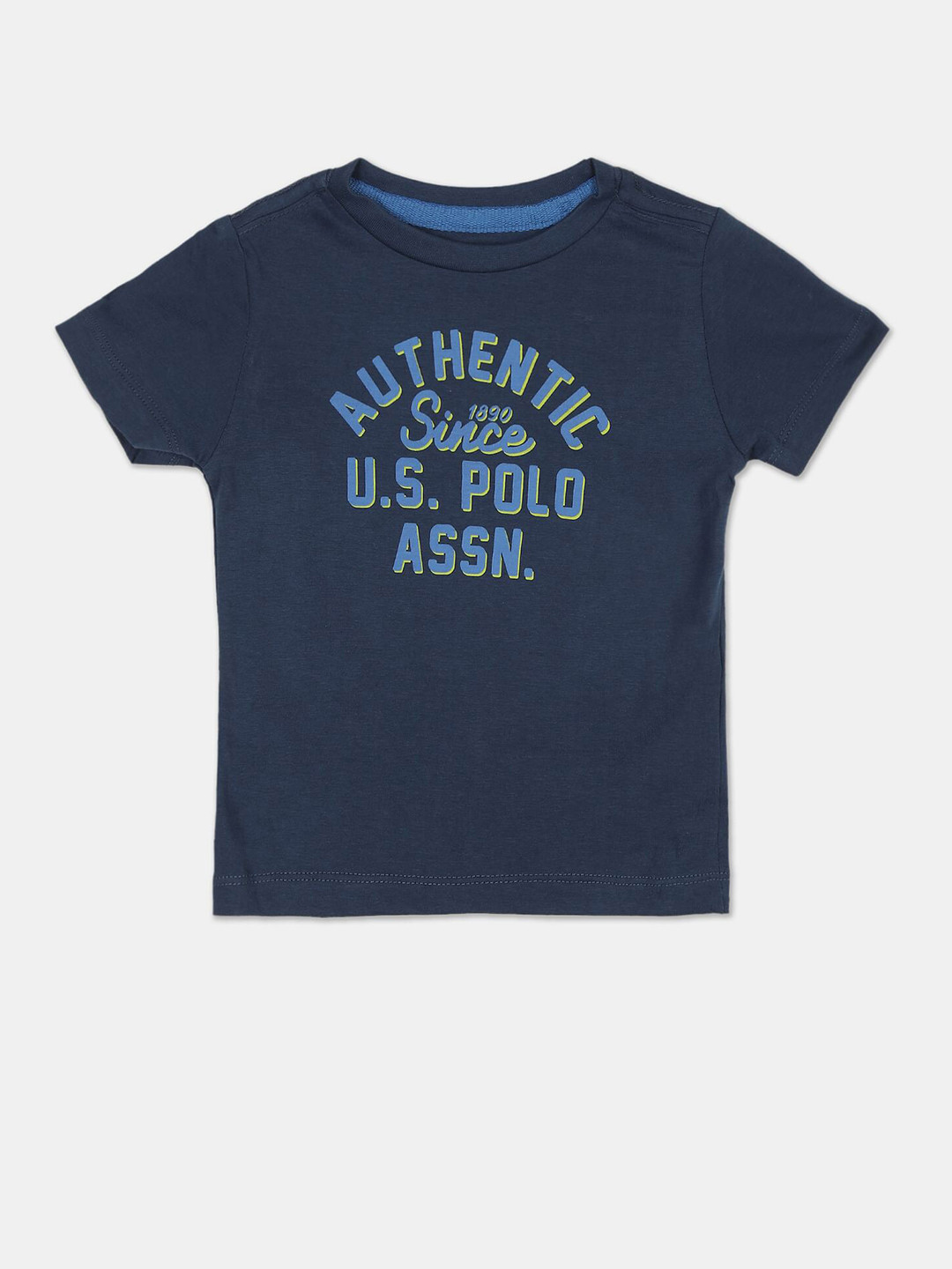U S Polo Assn Boys Blue Typography Printed T-shirt