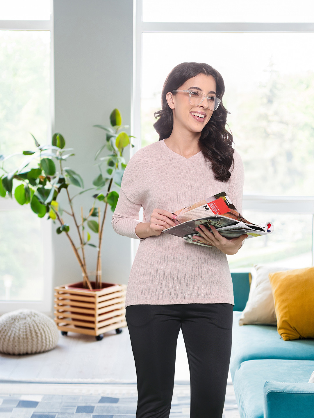 Van Heusen Women V-Neck Full Sleeve Lounge T-Shirt