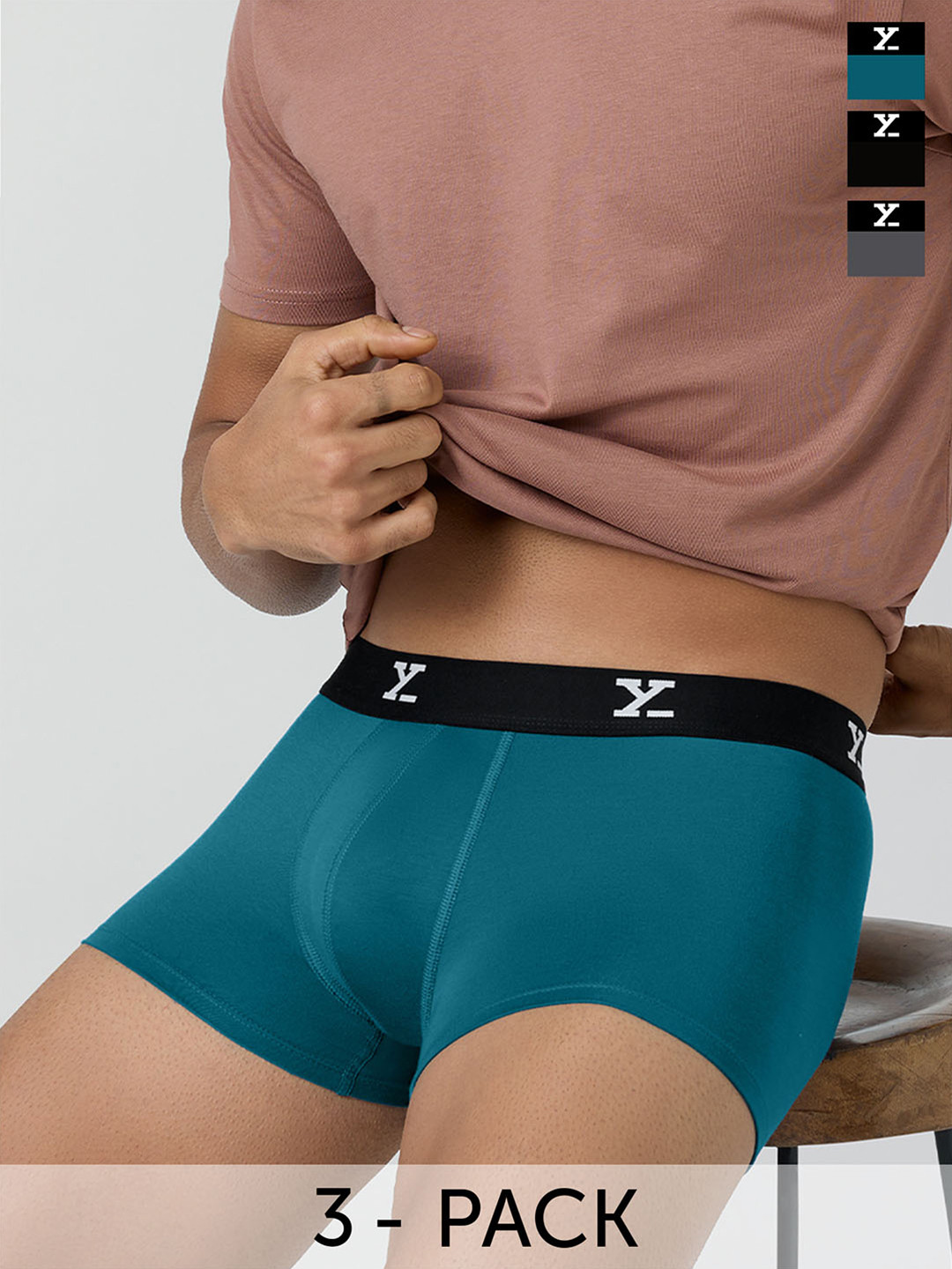 XYXX Men Pack Of 3 ACE IntelliSoft Micro Modal Trunks XYTRNK3PCK03