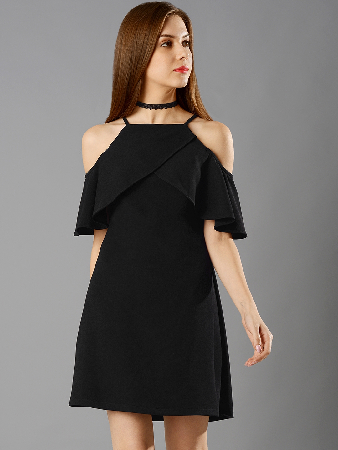 Womens black cold shoulder sales dress