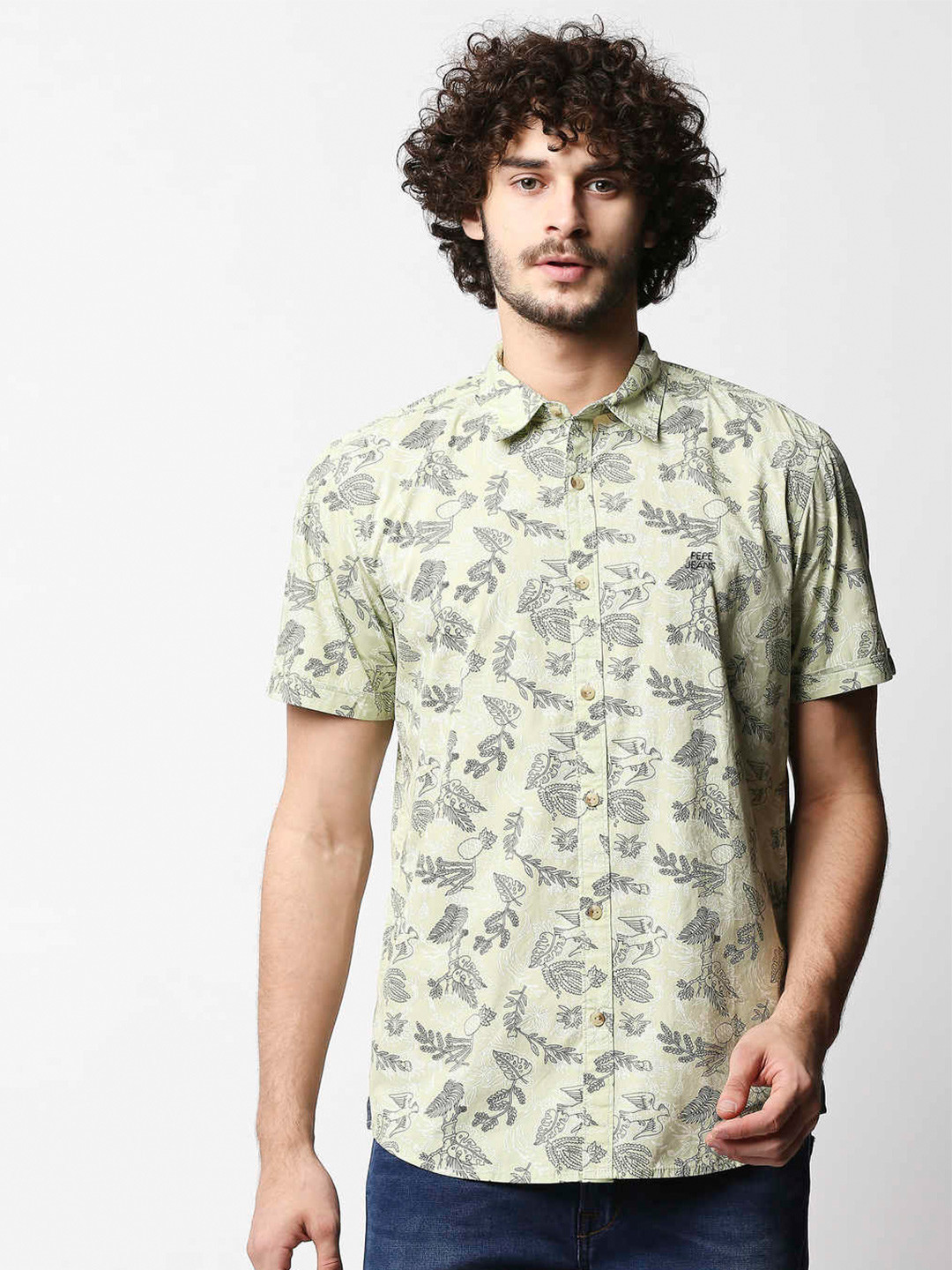 Pepe Jeans Men Green Standard Floral Printed Casual Shirt