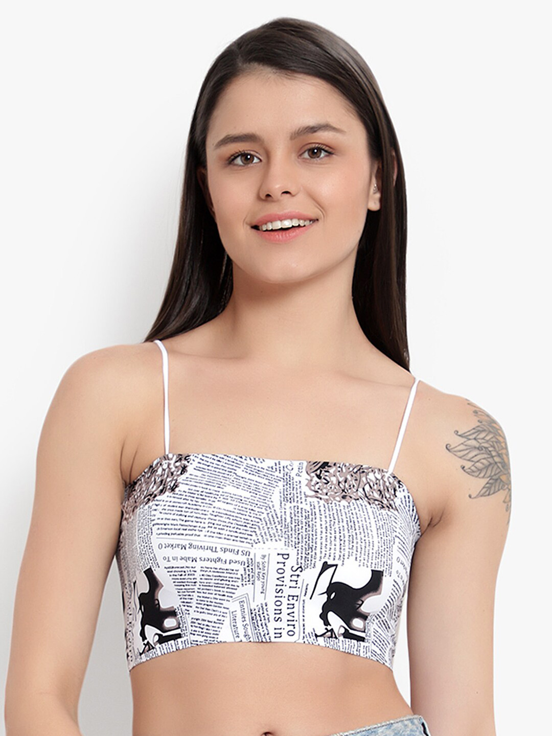BRACHY Black & White Paper Graphic Print Bralette Bra