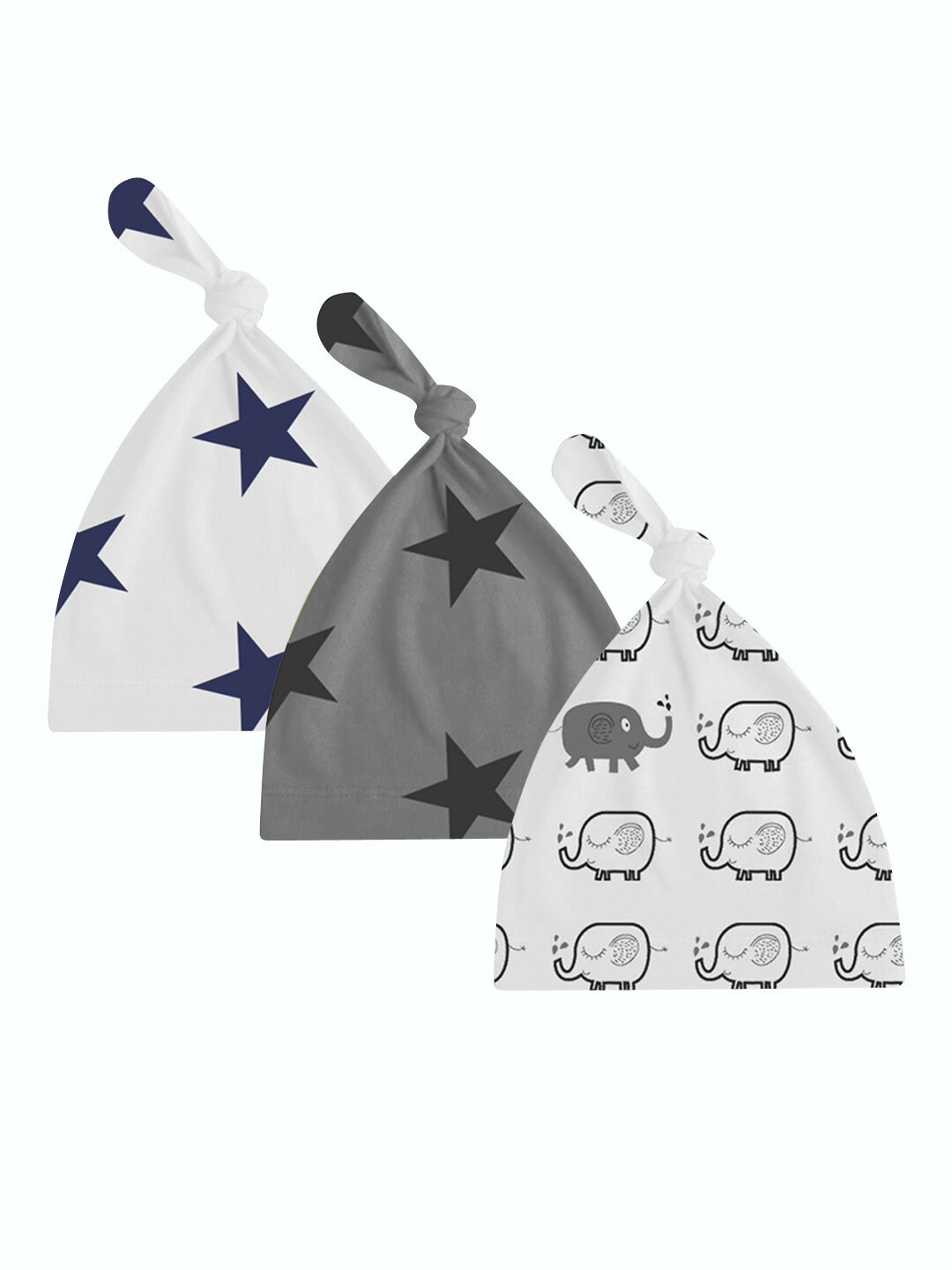 A.T.U.N. Infant Girls Pack of 3 Printed Pure Cotton Beanies