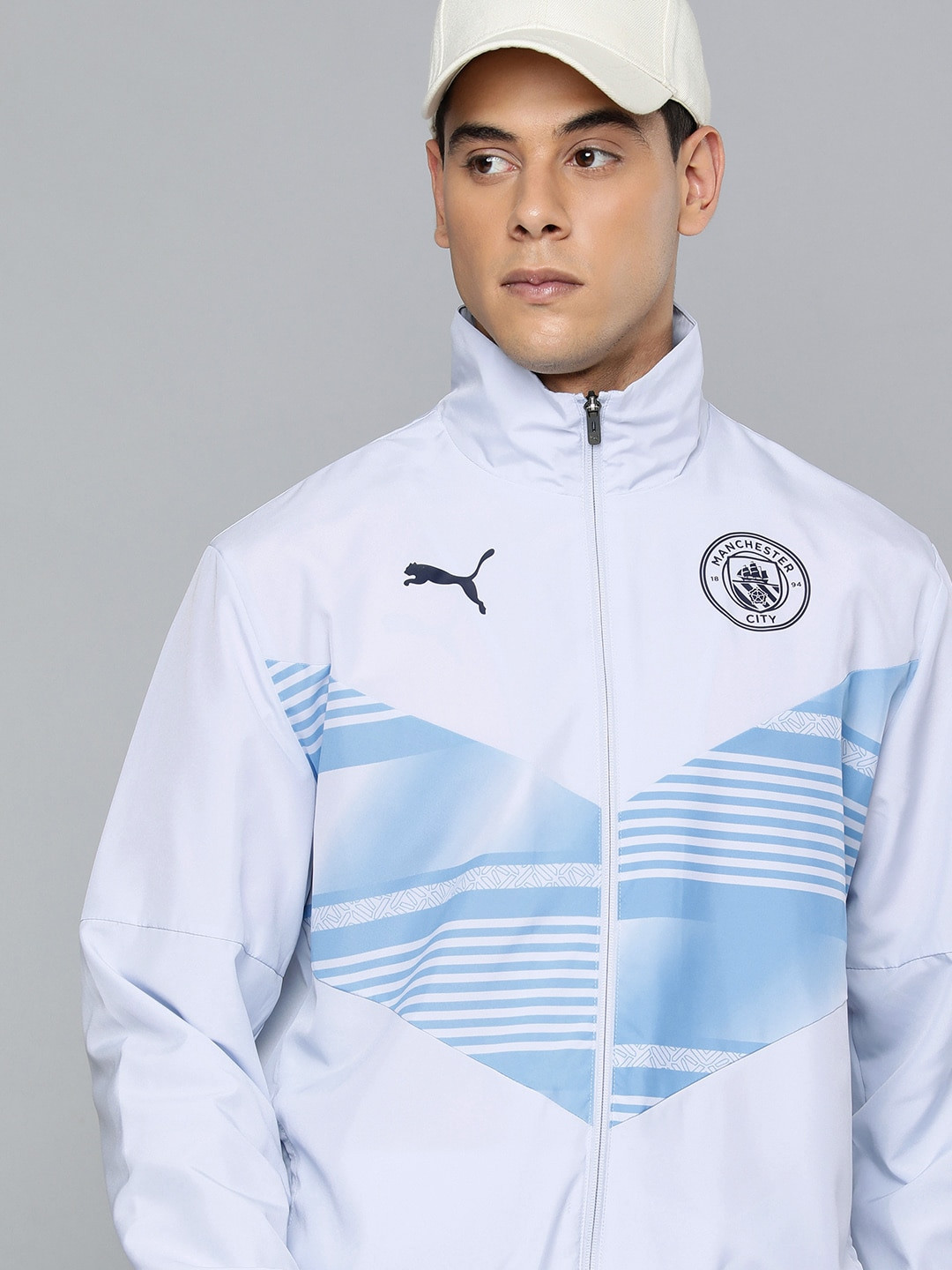 Puma Men Blue & Black Manchester City Prematch Football Jacket