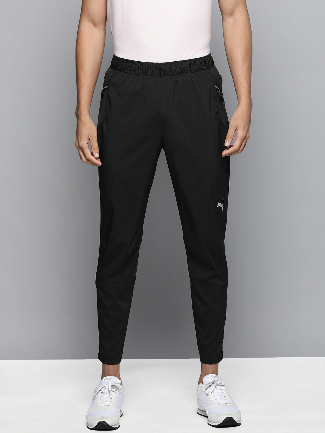 Puma Men Black Slim Fit Tapered Woven Running Joggers
