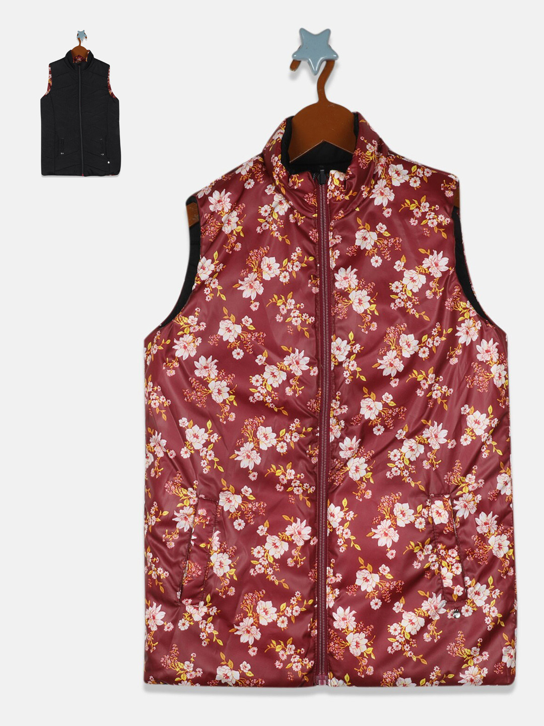 Monte Carlo Girls Black Floral Reversible Padded Jacket