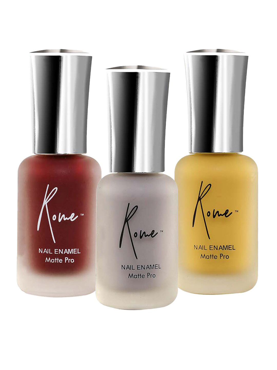 Rome Set Of 3 Electric Red, Ash Grey Matte Pro Nailpolish