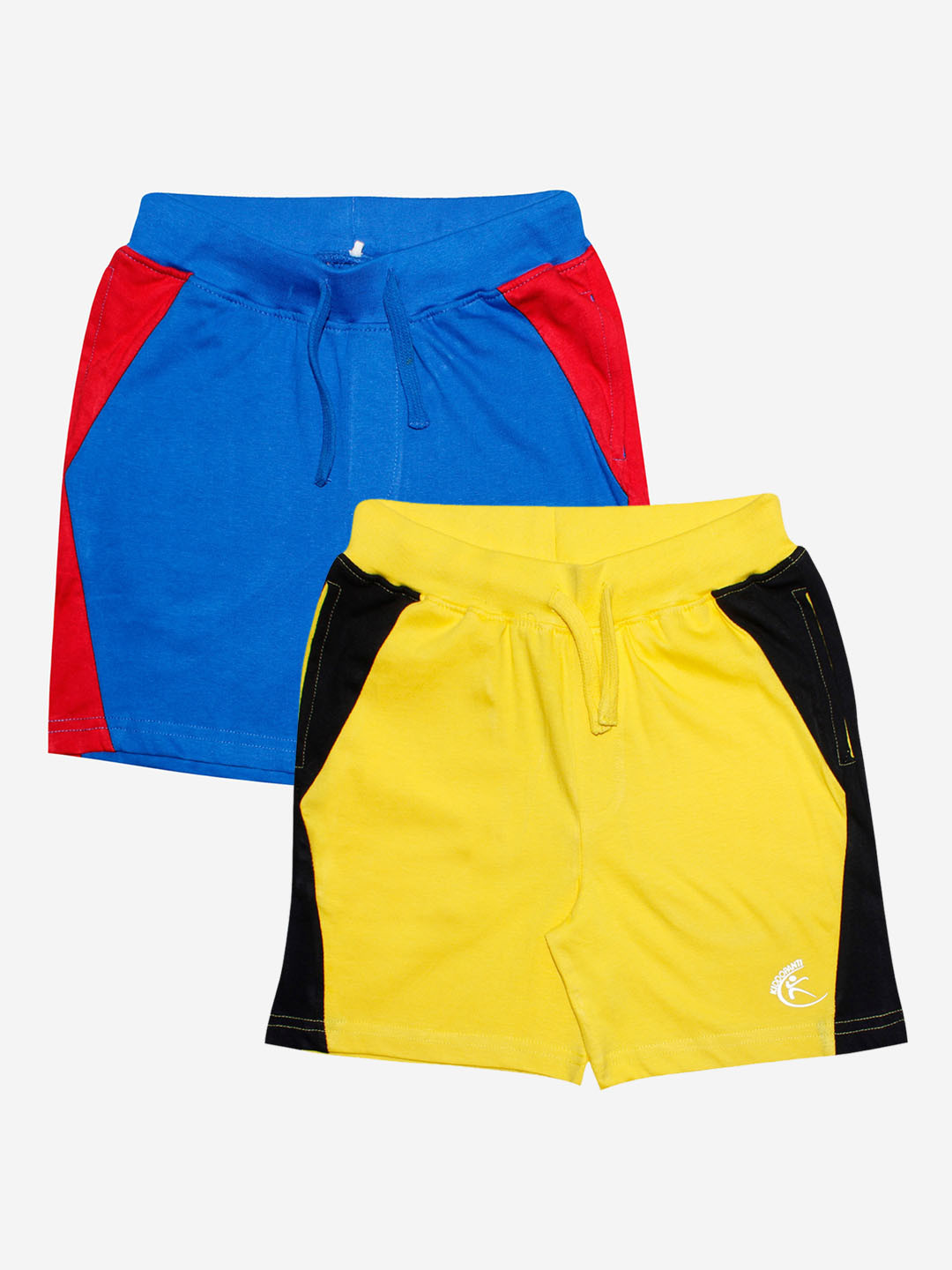 KiddoPanti Set Of 2 Boys Yellow & Blue Shorts