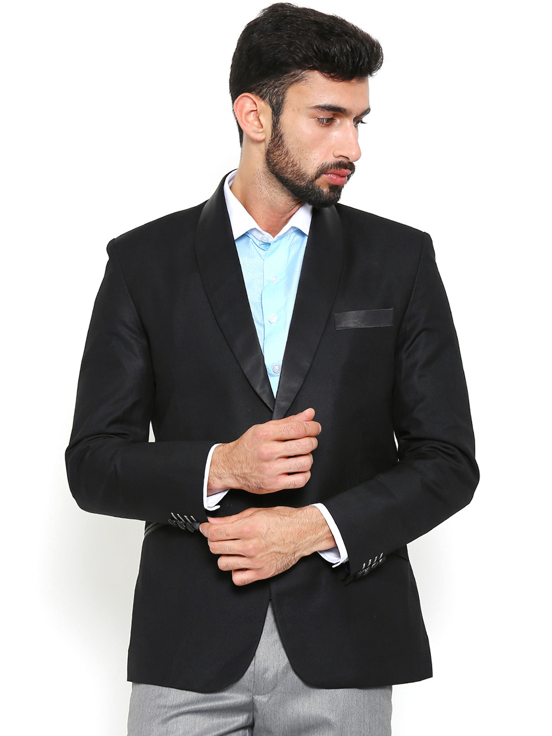 Shaftesbury London Black Regular Fit Single-Breasted Party Blazer